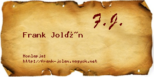 Frank Jolán névjegykártya